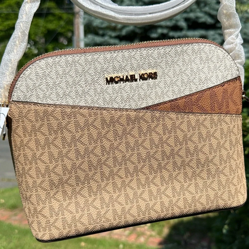 Michael Kors Jet Set color block crossbody Camel NWT - Picture 1 of 12